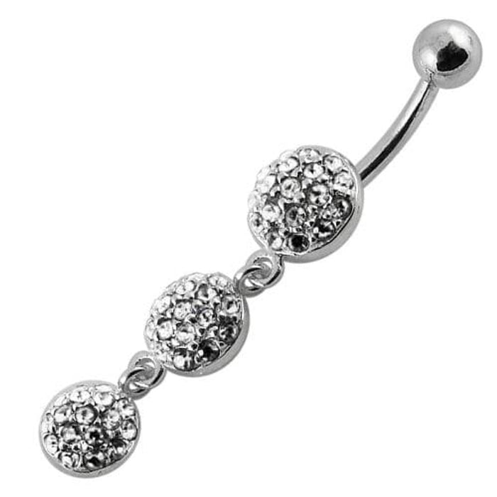 Fancy triple ball  Dangling Belly Ring With Banana Bar