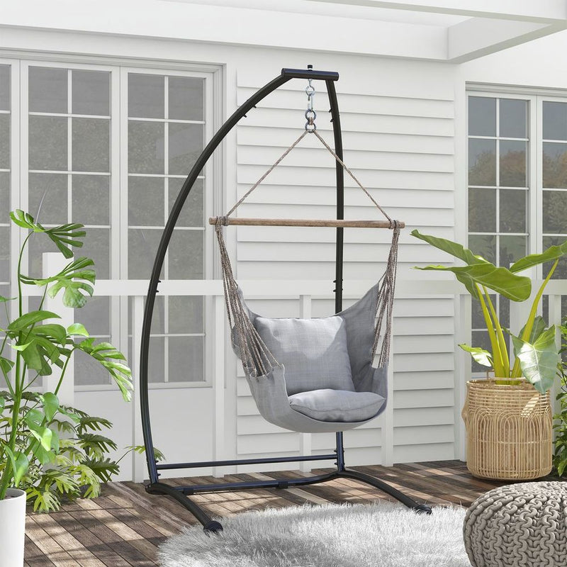 Outsunny Hammock Chair Stand - Strong Metal Frame, Perfect for Any Space! (Black)