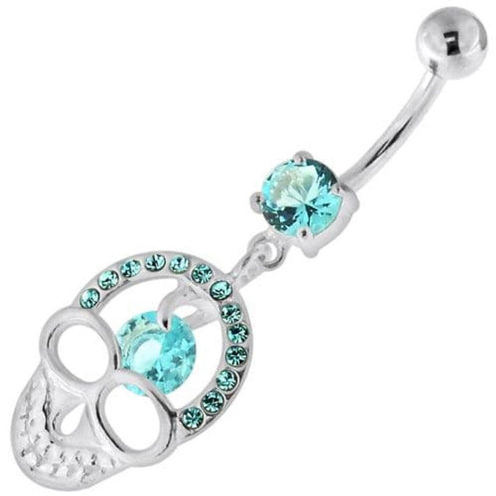 Jeweled Skull with center Stone Navel Belly Piercing