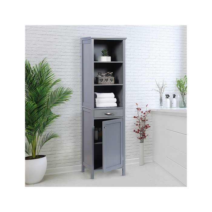 Tall Grey Storage Cabinet - Stylish Design, High-Quality Material - Perfect for Any Room - 47.5cm x 38cm x 170cm