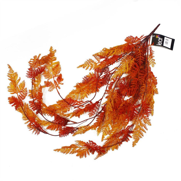 Premium 100cm Artificial Hanging Fern - Autumn Orange | Leaf Design UK