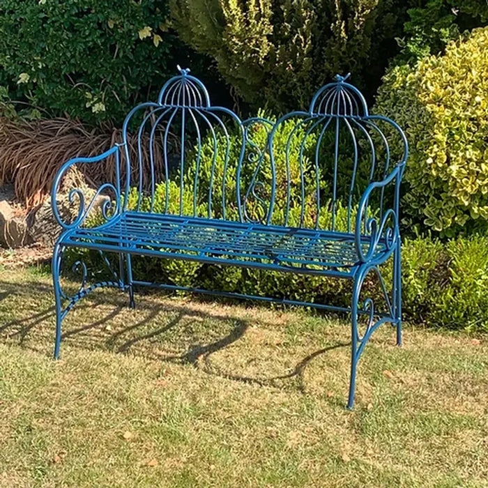 Premium 112CM Blue Bench: Industrial Look, Distressed Paintwork, Easy Assembly. Perfect for Patio Enjoyment