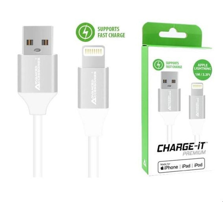 Premium MFI 8 Pin USB Cable - Fast Charge, Sync &amp; Durability - White (C89)