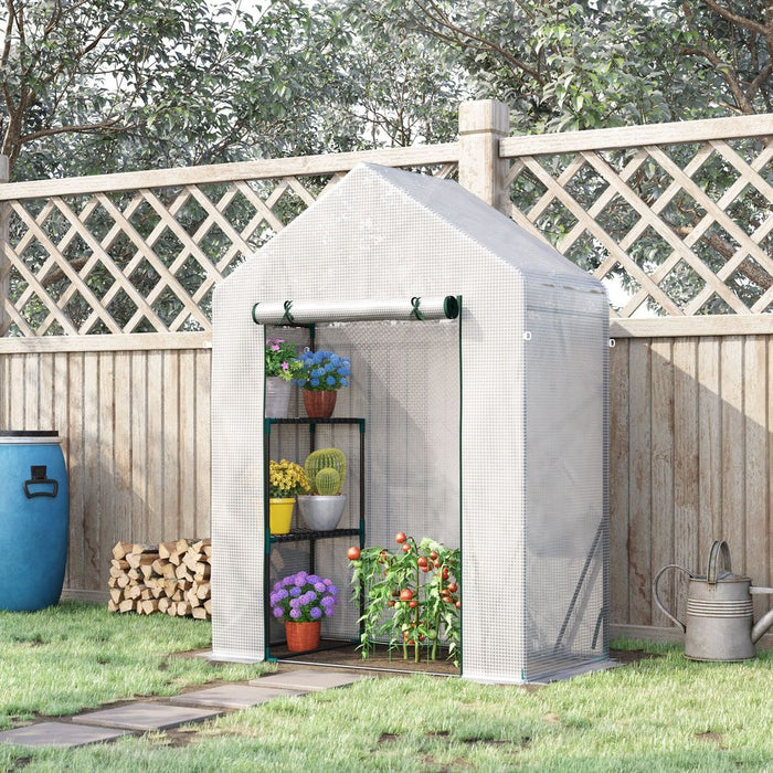 Outsunny Portable Greenhouse w/ Shelf - Extend Growing Season, Protect Plants from Cold & Birds