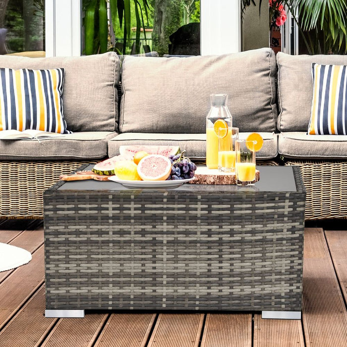 Durable Rattan Wicker Patio Coffee Table - Weatherproof Outdoor Furniture