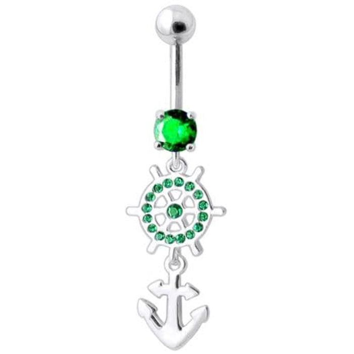 Ship Helm with Anchor Navel Belly Ring