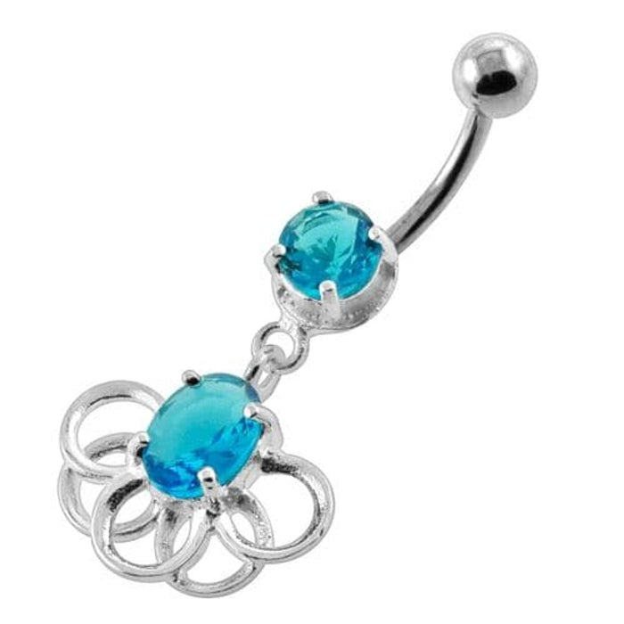 Rings around the Round Stone Navel Belly Button Piercing