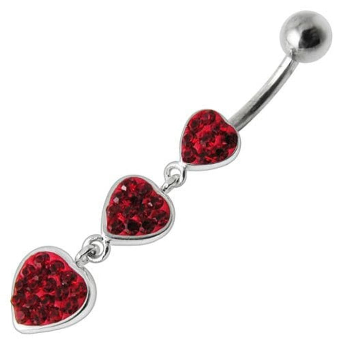 Fancy Multi Jeweled Heart Dangling Navel Ring