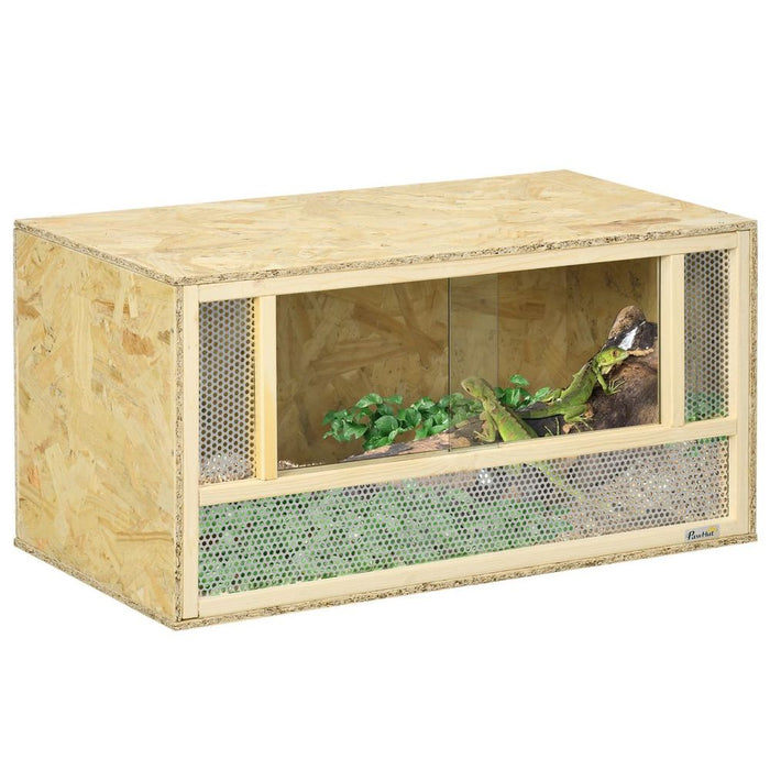 PawHut 80cm Reptile Terrarium Vivarium w/ Glass Sliding Doors, Breathable Mesh