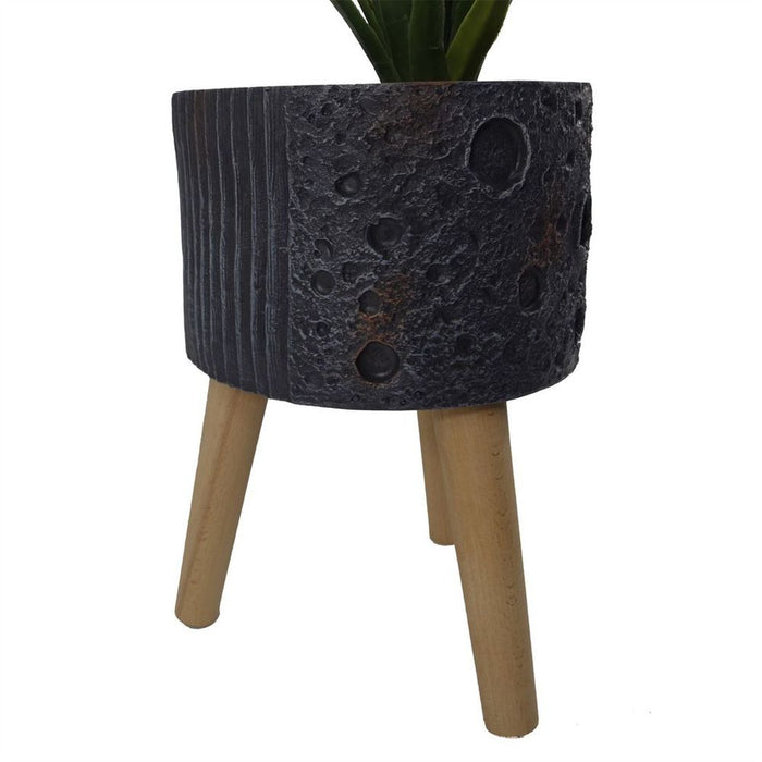 Large Lunar Black Planter - 35cm x 24cm - High-Quality Fibreglass Composite - Rustic Finish - Indoor & Outdoor Use