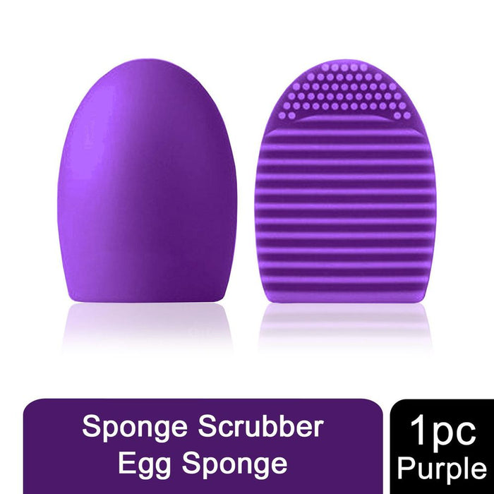 Silicone Egg Sponge Scrubber Make-Up Brush Cleaner - Pink/Purple [Purple]