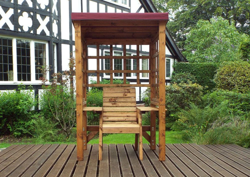 Premium Wentworth Single Arbour - Green, FSC Wood, Roof Cover, Side Tables - Made in Britain (80 characters)