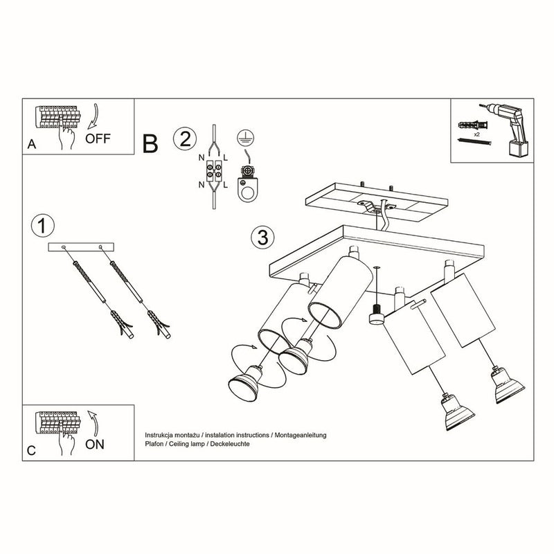 High-quality Steel Ring Ceiling Lamp - Modern Design, GU10 Bulbs