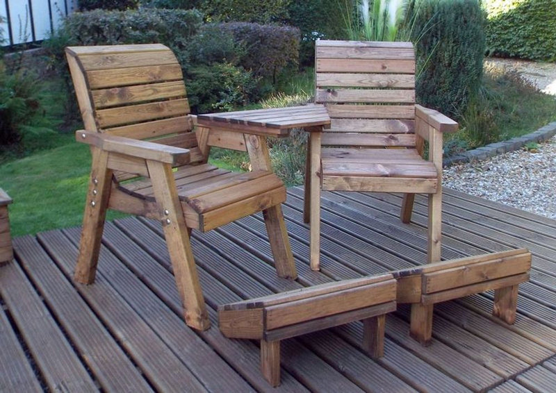 Premium Deluxe Lounger Set - Angled Center Tray, Footstalls - High-Quality, Hand-Finished, Sustainable Wood