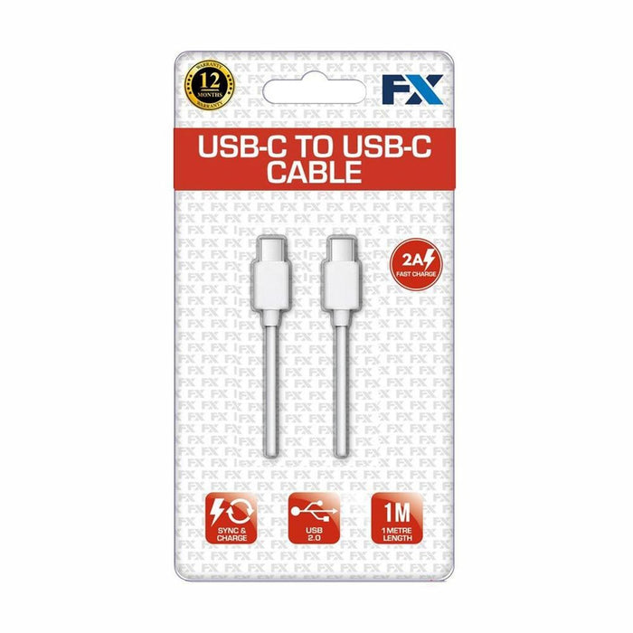 FX Braided USB-C to USB-C Data Cable - Fast Charge, Sync, and Transfer - 1M