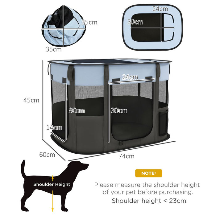 PawHut Portable Dog Pen - Puppies, Rabbits, Kittens, Guinea Pigs - Grey