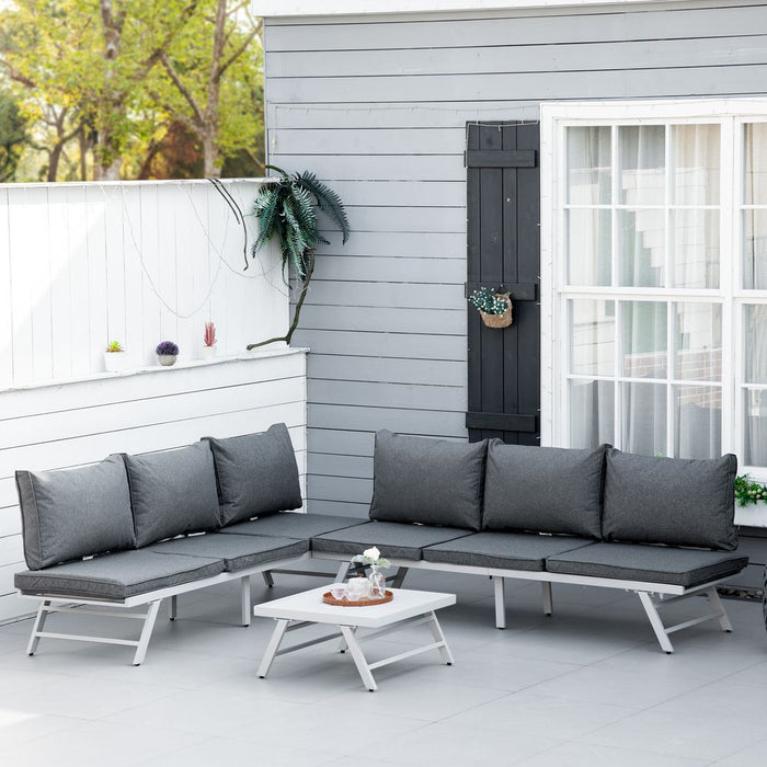 3Pc Convertible Garden Seating Set - Grey Coffee Table - High Quality