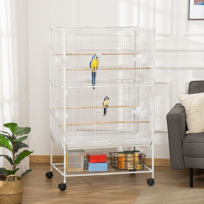 Premium Large Bird Cage with Stand - Finch Canaries Parrot - High Quality - White