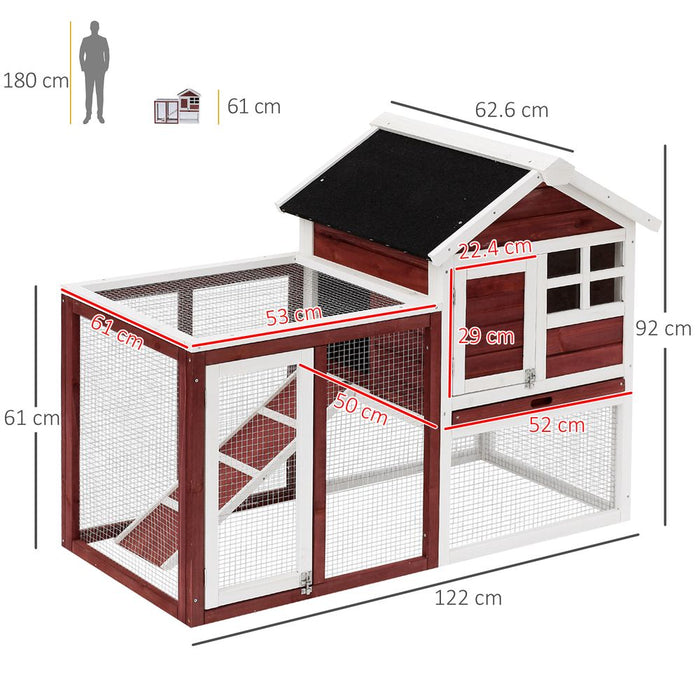 Premium 122cm Rabbit Hutch - Wooden Habitat w/ Tray & Ramp - Ideal for Small Animals - Top Quality