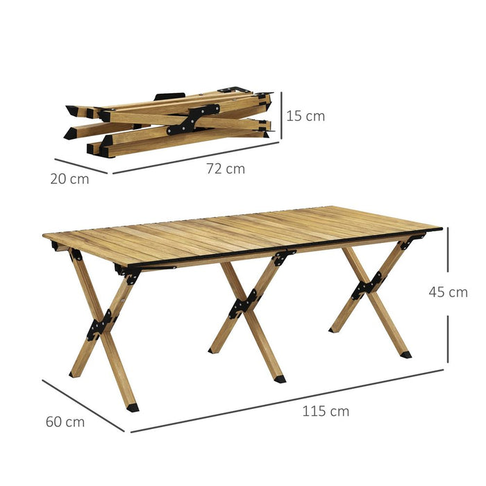 Premium Outsunny Foldable Camping Table - Durable Aluminium with Roll-Up Top - Perfect for Outdoor Activities and BBQs!