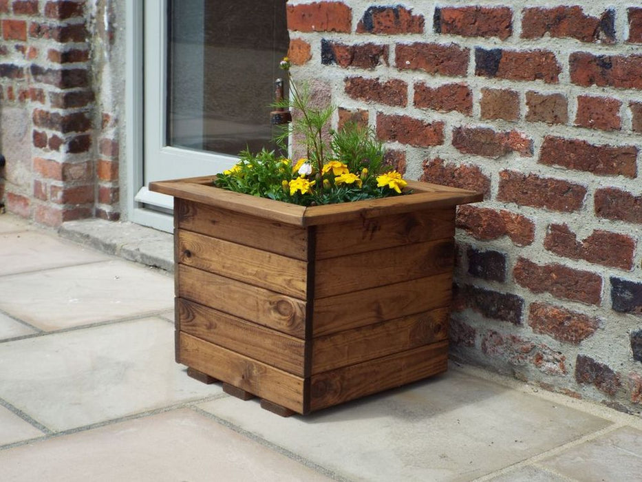 Large Square Planter - Premium Wood Construction | Drainage | Hand-Finished | 46L Volume | Made in Britain | Rustproof Bolting