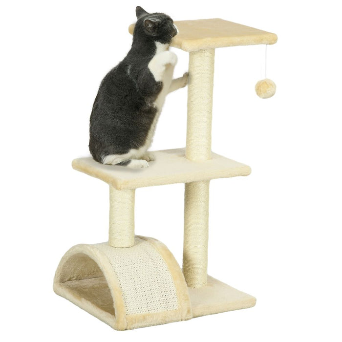 Premium 72cm Cat Tree Climbing Tower - Sisal Scratching Post - Cream White