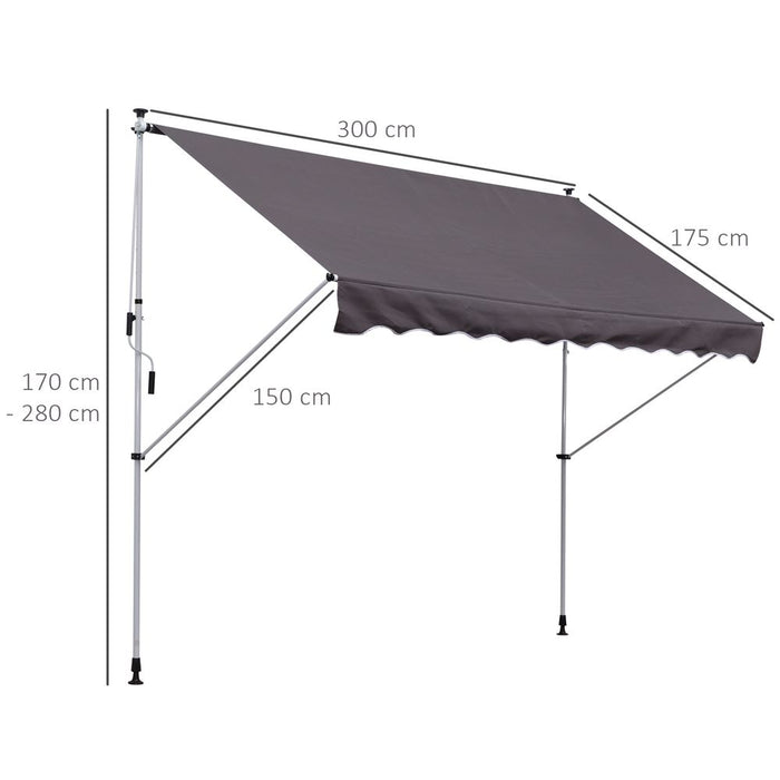 Adjustable Aluminium Frame Awning for Outdoor - 3x1.5m