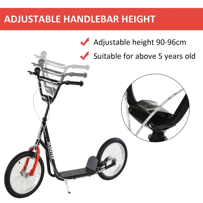 90-96cm Kids Kick Scooter Adjustable Handlebar Inflatable Wheels Black HOMCOM