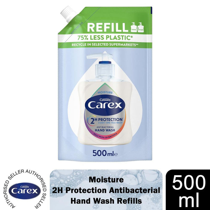 Carex Hand Wash Refills 500ml - Antibacterial Moisture - Eco Friendly - UK's No.1