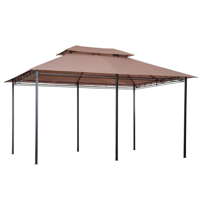 Outsunny 4m x 3m Pavilion Steel Frame Garden Gazebo Khaki - Protection, Stability, and Style!