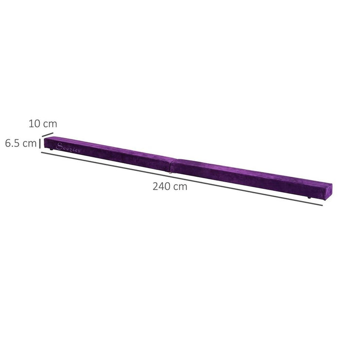 HOMCOM 2.4M Balance Beam Trainer - Foldable, Performance Gymnastics - Purple - Highest Quality