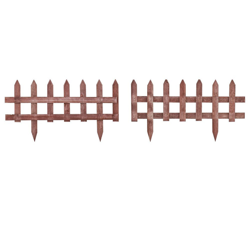 Outsunny 12-Pack Wooden Garden Border Fence - Decorative Picket Style - Brown