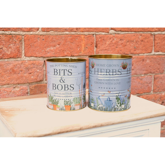 Potting Shed Storage Tins - Set of Two - Quality, Functional, Stylish - Perfect for Gardening & Storage