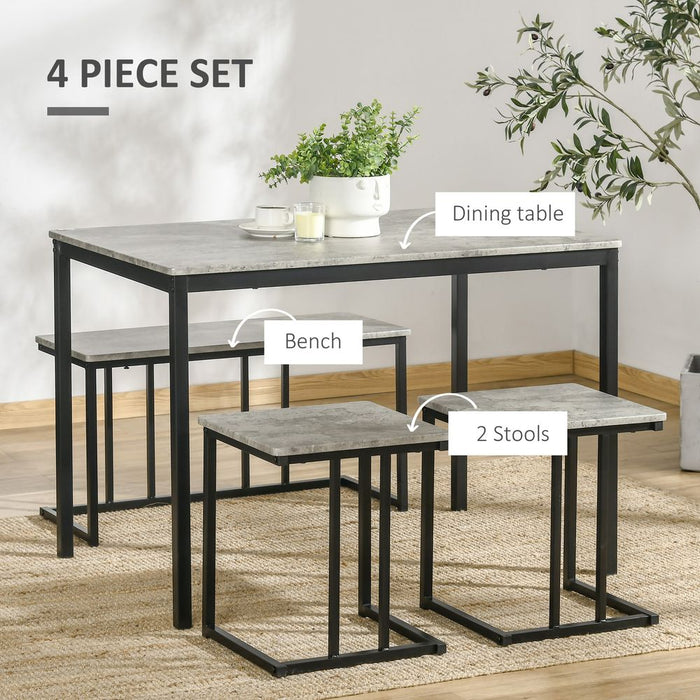 Minimalistic 4-Person Dining Set, Concrete Grey, Strong & Sleek