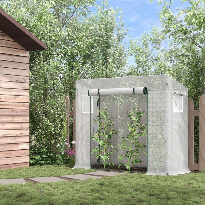 Outsunny Walk-in Garden Greenhouse | Steel Frame, Roll Up Door, Weatherproof, Portable | 200x76x168cm