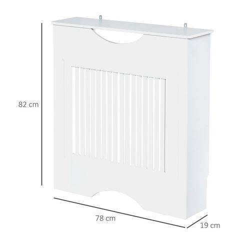 HOMCOM Modern Radiator Cover Heater Cabinet Slatted Worktop Painted MDF White
