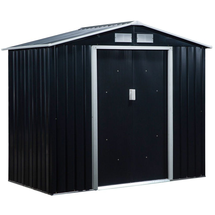 Lockable Garden Shed Large Patio Roofed Foundation 7ft x 4ft,Grey Vent