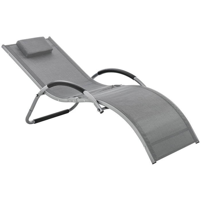 Portable Lounger Chair with Removable Pillow - Beach Yard Armchair, Dark Grey