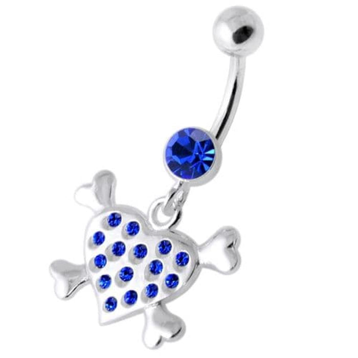 Multi Jeweled Heart Silver Navel Belly Banana