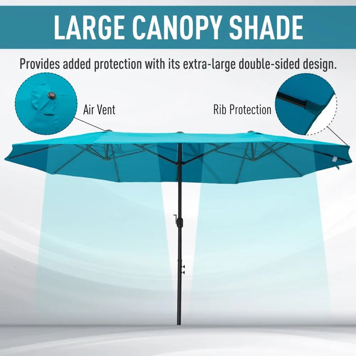 High-Quality 4.6M Patio Umbrella - Sun Shade Canopy in Blue - Outsunny