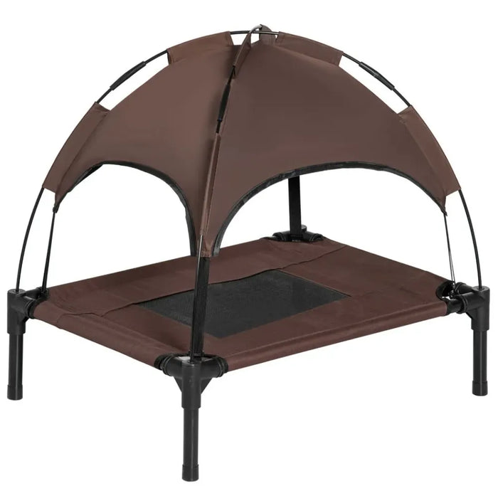 Nap & Chill Elevated Pet Bed: Breathable, Canopy Tent, Outdoor Brown - 61 cm