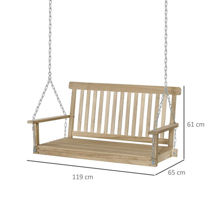 Outsunny Wooden 2-Seater Swing Chair Hammock - Outdoor Patio Furniture