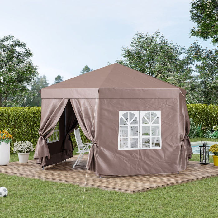 Outsunny 4m x 4m Hexagonal Metal Gazebo - Brown