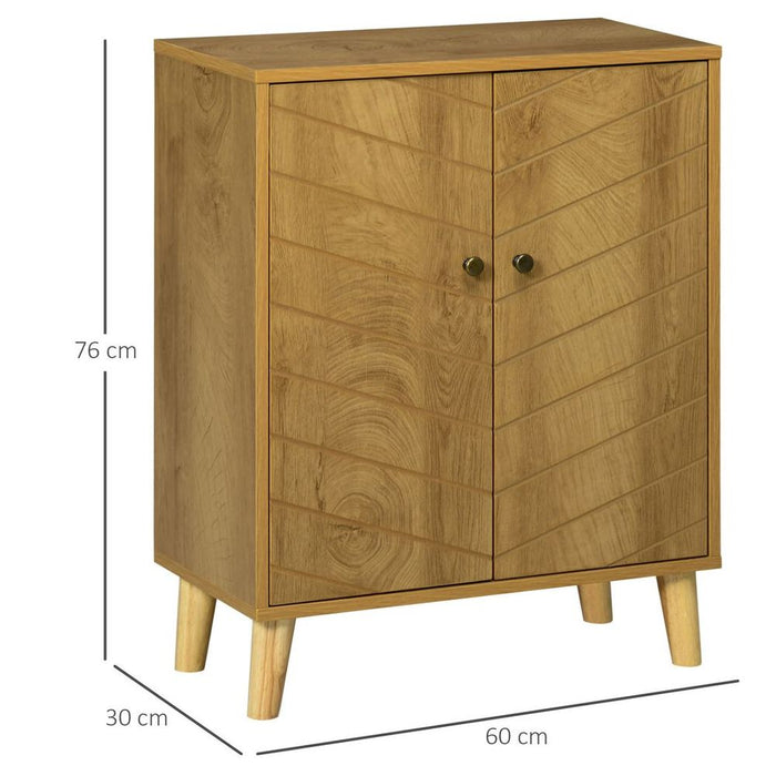 Chevron Door Storage Cabinet - Natural Wood - Ideal for Living Room - High Quality - Professional Seller