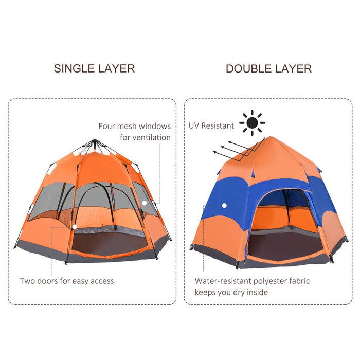 Premium 4 Person Pop Up Tent: Camping, Festival, Hiking - Family Shelter, Portable - Outsunny