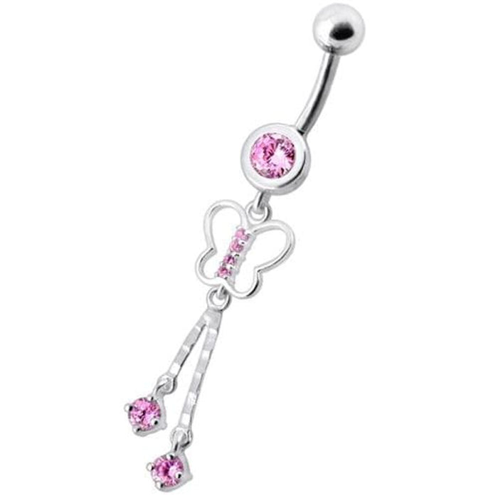 Fancy Dangling SS Banana Bar Navel Belly Button Ring