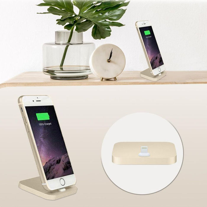 Premium Gold Aquarius Aluminium Phone Dock - Compatible with Eight-Pin Devices - High Quality