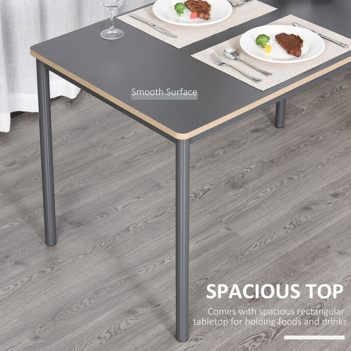 120cm Minimalistic Dining Table Steel Frame Foot Pads Simple Style Grey