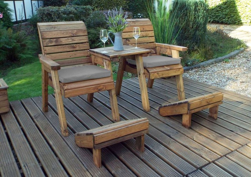 Charles Taylor Deluxe Lounger Set - Classic English Design, 2 Armchairs, Removable Tray & 2 Footstools, Made in Britain