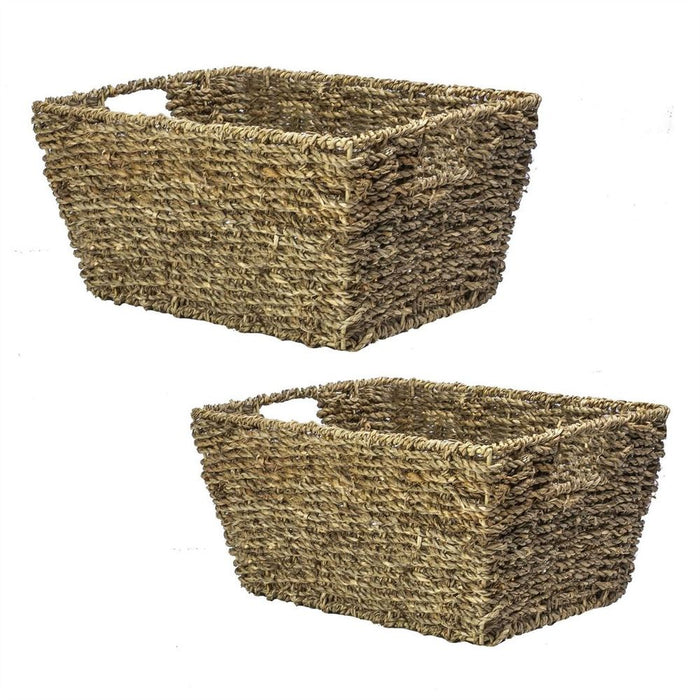 Organic Seagrass Storage Basket - Set of 2 | High-Quality, Stylish and Functional Home Organization Solution